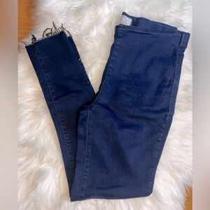 Free People Skinny Jegging Jeans Sz 29 Dark Wash Raw Hem Stretch Denim